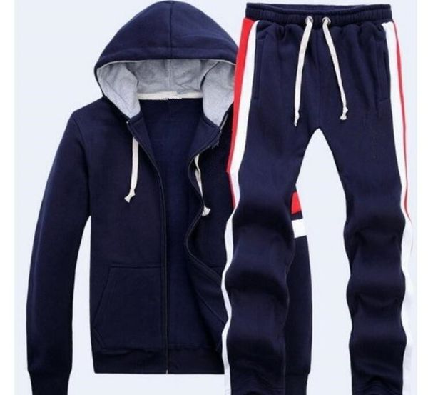 

2020 new pp35234 autumn winter men's sets hoodie+pants 2 pieces sets casual tracksuit male sportswear gyms fitness sweatpants, Gray