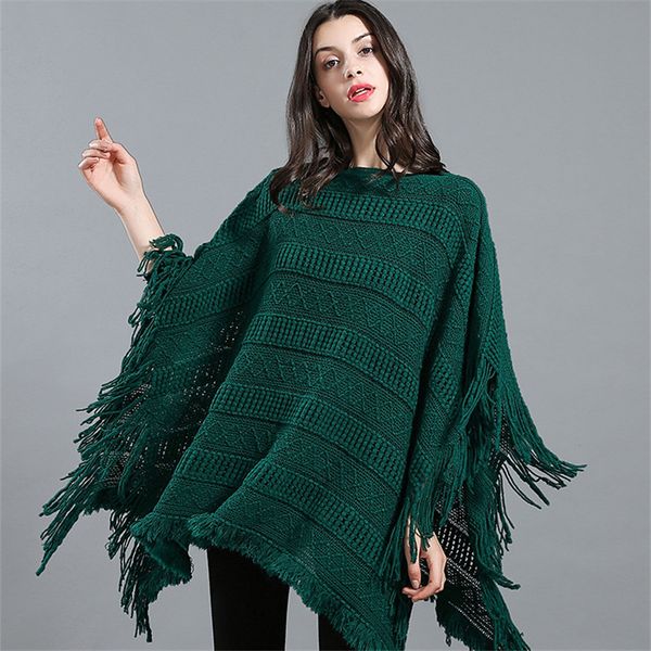 

sumeike] new fashion women winter warm acrylic plaid knitting poncho 6 colors provided
