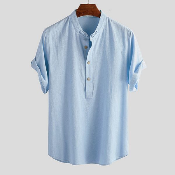 

men's shirt short sleeve solid color cotton linen casual loose comfortable round neck hedging summer clothes streetwear, White;black