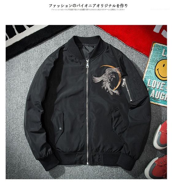 

mens outerwear stand collar fashion pocket zipper slim male clothing mens designer embroidery jackets long sleeve, Black;brown