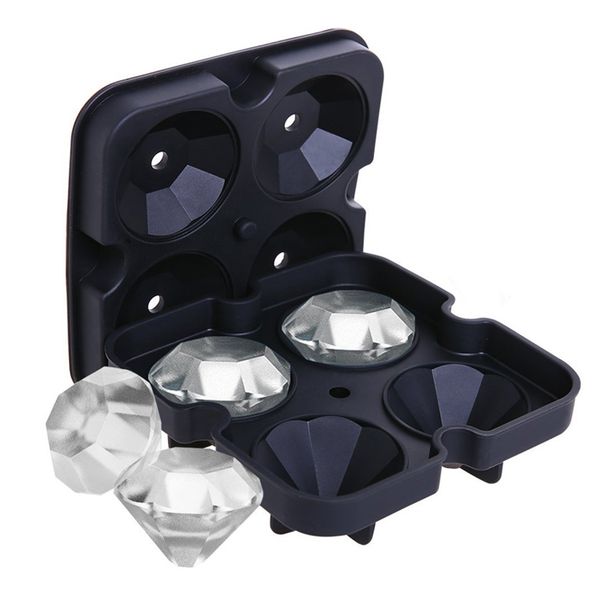

creative silicone ice cube maker diamond shape ice mold tray 3d silicone ice cube mold wine cocktail party bar accessories black color