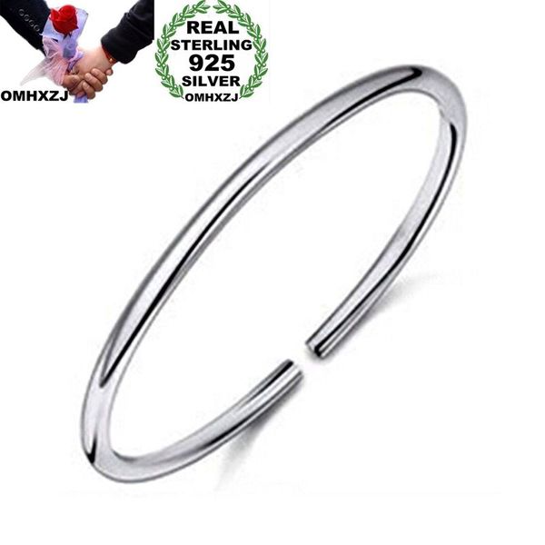 

omhxzj wholesale personality fashion woman girl party gift silver simple blank 925 sterling silver cuff bangle bracelet br191, Golden;silver