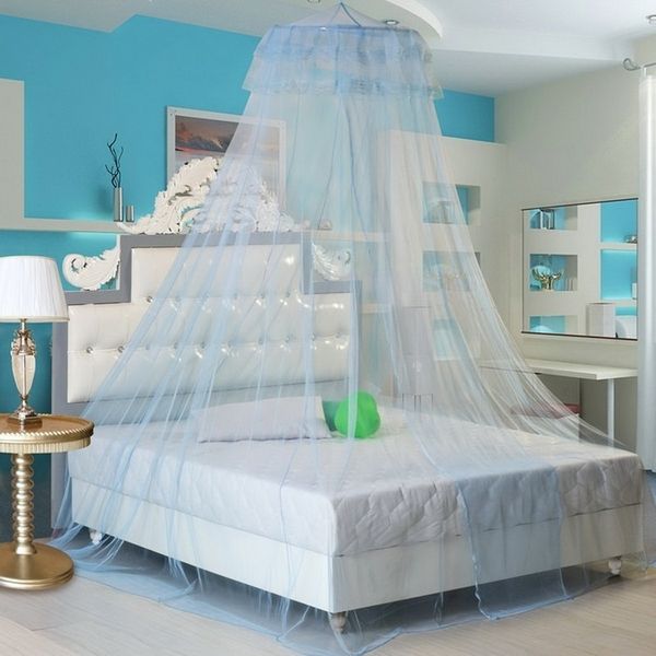 

mosquito net white pink blue round lace curtain dome bed canopy netting princess summer 2020new romantic hanging for home decor
