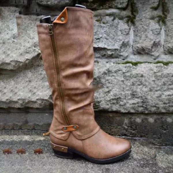 

dropshipping winter pu leather knee high boots women snow boots high heels side zipper female shoes plus size zapatos de mujer, Black