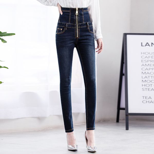 

arrivals women lady denim skinny pants high waist stretch jeans slim pencil jeans women casual, Blue