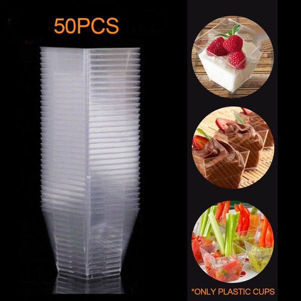 

50pcs 2oz disposable dessert cup plastic cake sample dish cups pudding mousses yogurt portion container