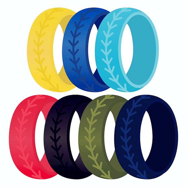 

candy coloured sports silica ring rugby stripes silicone general swimming slip-proof elastic yoga ring jewelryrugby stripes, Silver