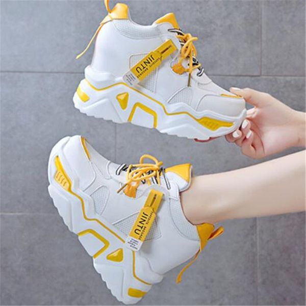 

2020 женские кроссовки кроссовки платформы клинья коренастый кроссовки черные кроссовки женщины повседневная обувь женщина корзинки chaussur, Black