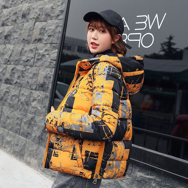 

cotton women short coats and jackets casual warm fashion winter padded jacket pockets hooded parka feminina, Black
