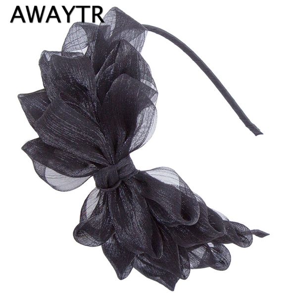 

awaytr ribbon big bow floral shining hair band womens hair accessories hoop black pink girls flower lace bow headbands