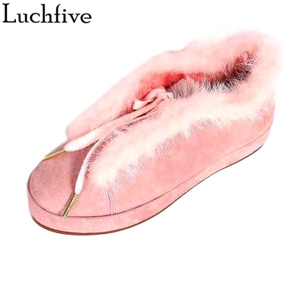 

pink wool ankle boots lace up flat shoes women round toe runway outwear thick bottom short boots women, Black
