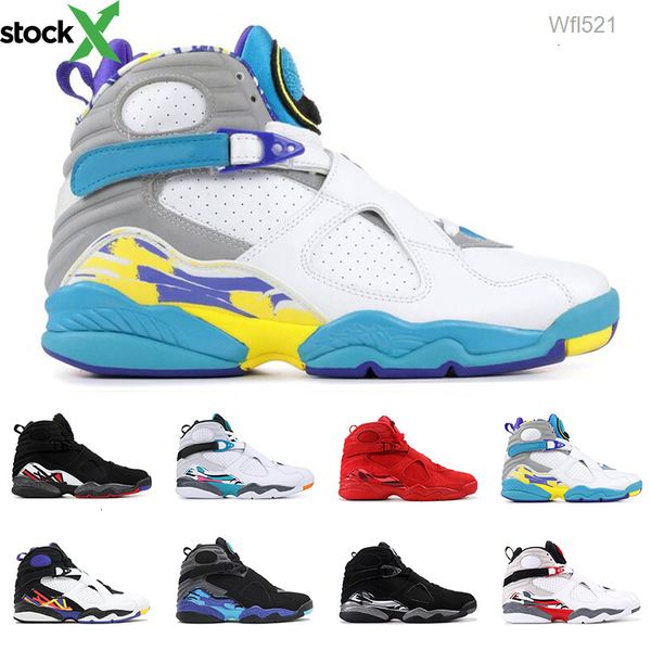 

2019 мужская обувь для баскетбола 8s светоотражающие bugs bunny валентина аква south beach 8 chrome 3peat плей-офф тренер спорт тапки размер, Black