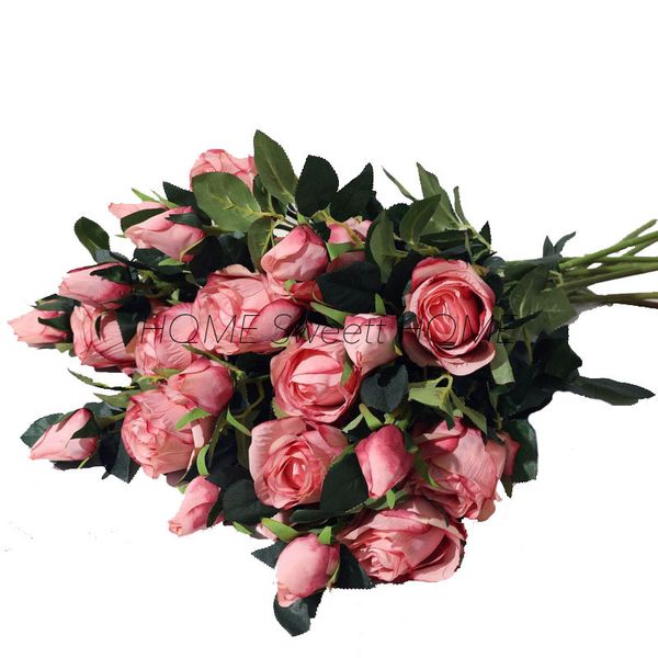 

decorative flowers & wreaths 6 pieces bulgarian rose silk 66cm vintage artificial roses europu european party wedding home decorations white