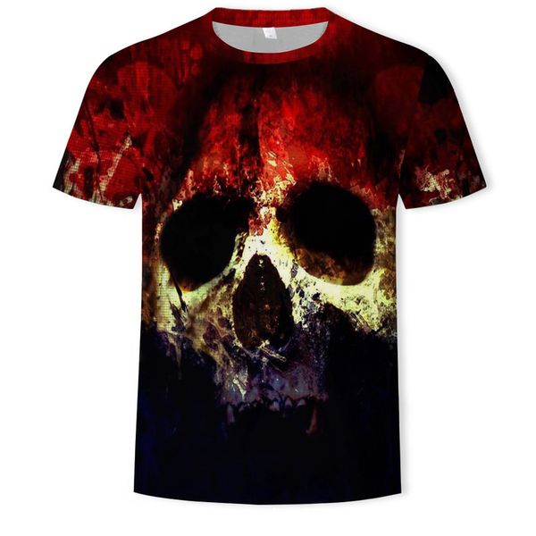 

mens designer round collar short sleeve 3d digital printing t-shirt skull9se7, White;black
