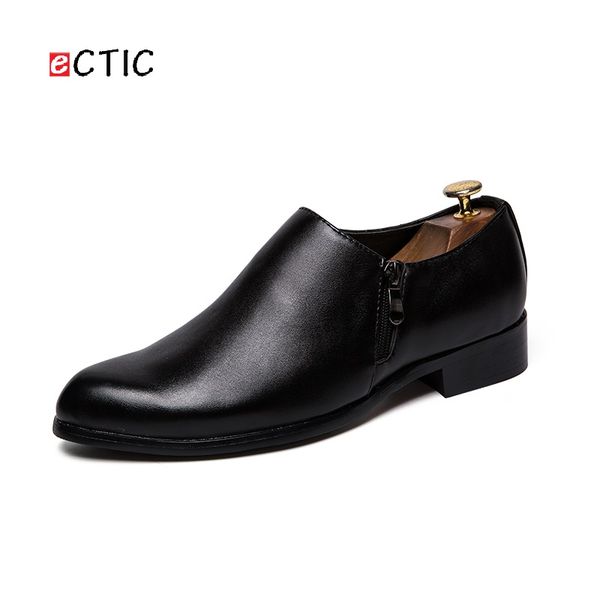 

ectic new arrival spring slip on business wedding leather oxford pointed toe shoes for men dress footwear bridegroom, Black