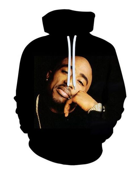 

new arrive hip hop style tupac funny 3d print men women fashion hoodies rr0126, Black