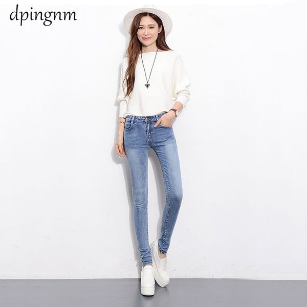 

women pencil stretch casual look skinny solid pants high waist trousers, Blue