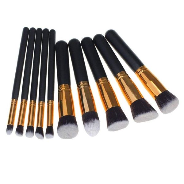 

10pcs professional makeup brush set brush set beauty for blush eyeshadow black and gold