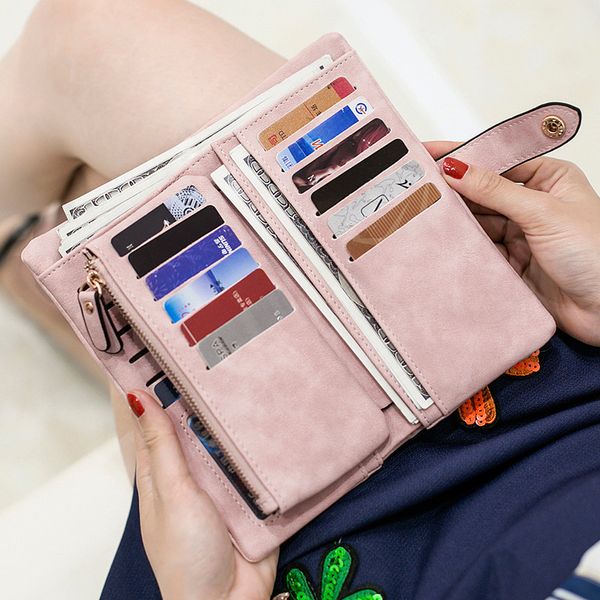 

лучшие продажи женский кошелек винтаж искусственная кожа длинные женщины кошелек с застежкой кошелек деньги держатели монет карты женские ко, Red;black