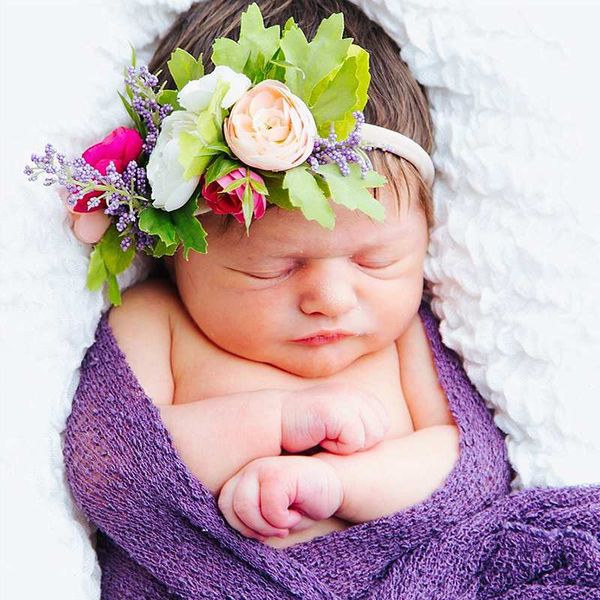 

baby girls flower headband floral headwear apparel wreath pgraphy prop party gift new, Slivery;white