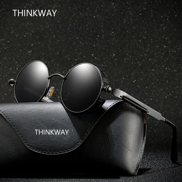 

yhd10 steam punk sunglasses men polarized sunglasses women retro sun glasses gafas de sol with glasses case, White;black