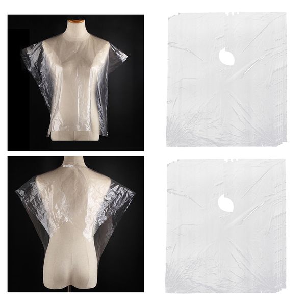 

100pc waterproof disposable hair cutting capes hairdressing apron barber shop gown haircut cloth covers shampoo capes - clear