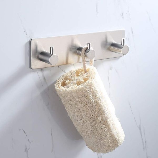 

нержавеющая сталь nail-free двойной крючок водонепроницаемый ванная кухня 3 роу coat хранения 2 шт крючки рельсы