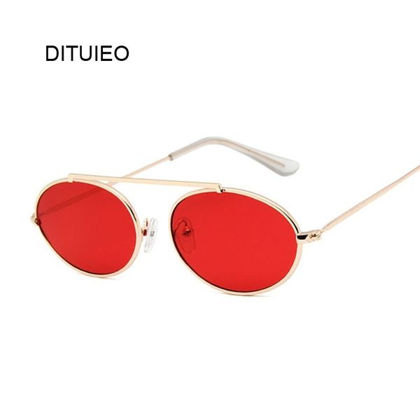 

fashion women sunglasses famous oval sun glasses female metal round frames red small eyewear oculos, White;black
