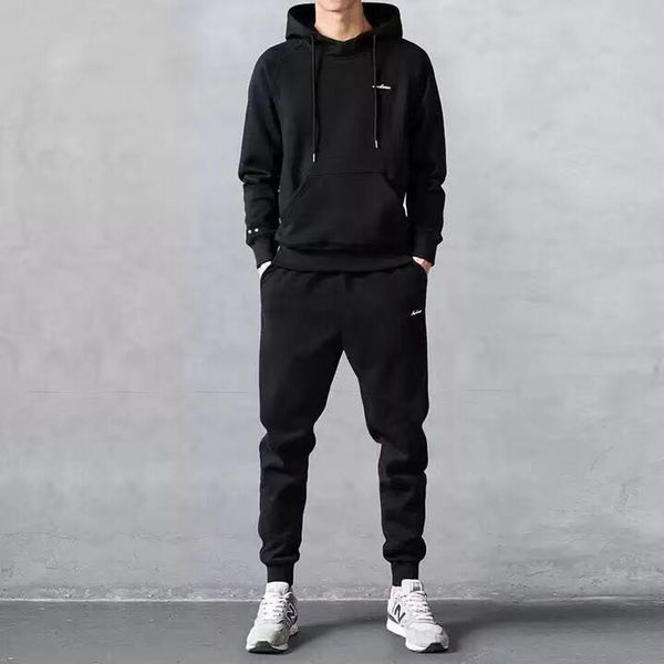 

men casual hoodies sweatpants set spring autumn mens sweatshirts pants sprotswear men clothing, Gray