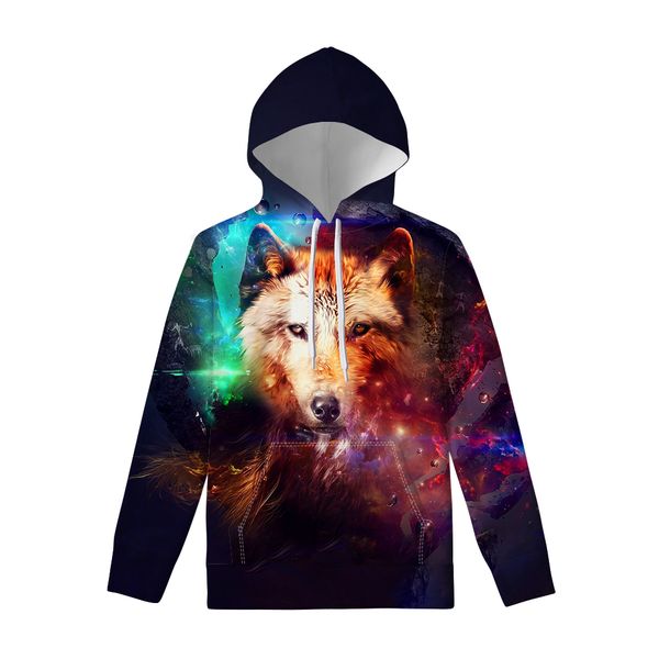 

moon/galaxy wolf 3d printing women men hoodies 2019 winter fashion animal pattern casual teeanger sweatshirt streetwear dropping, Black