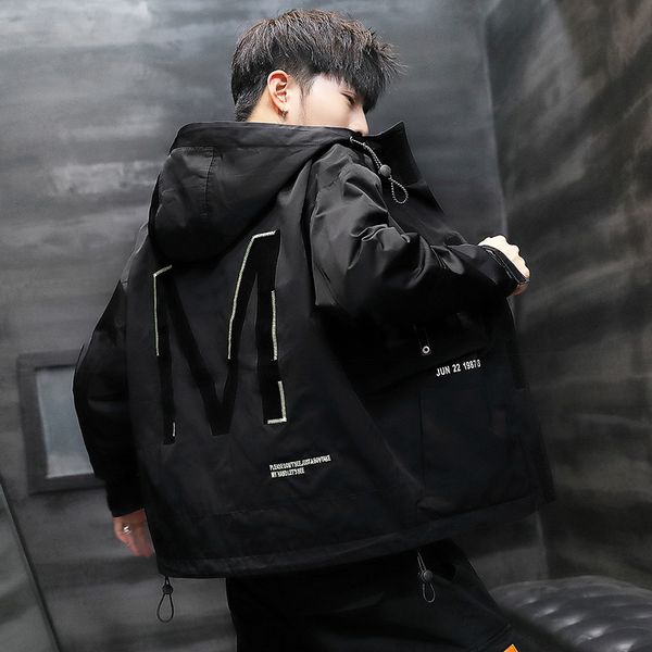 

cargo foot main push men's coat jacket autumn new products embroidered jacket fashion korean-style, Black;brown