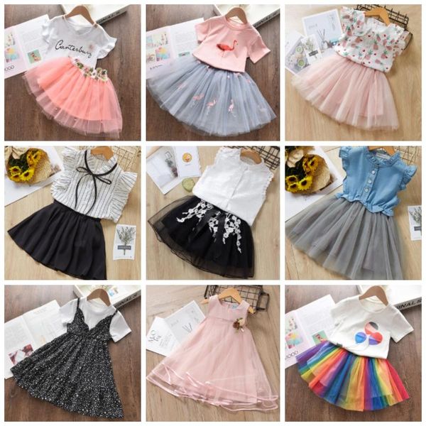 

clothing sets kids girl dress 2021 summer girls casual fruits pineapple pattern party costume kid children vestidos suits for 3-7y, White