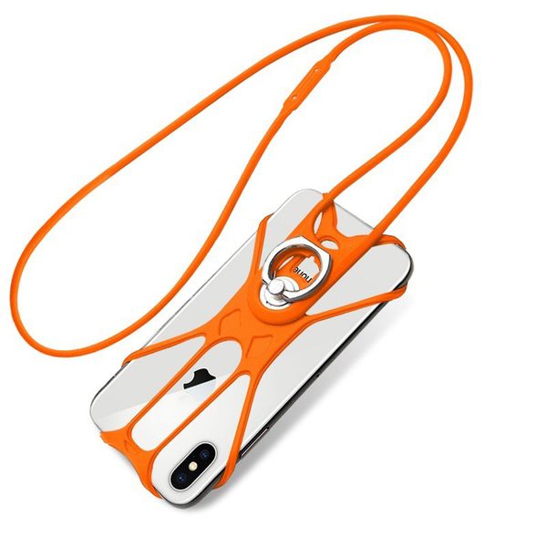 

cell phone cases for iphone with lanyard 2 in 1 detachable neck strap silicone case holder with ring stand grip compatible most smartphones