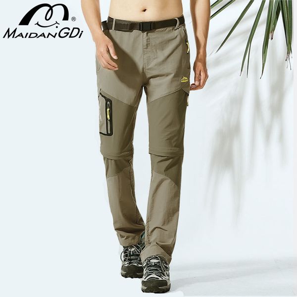 

outdoor light quick-drying men's pants male's 2020 summer new nylon thin breathable mountaineering hiking detachable trousers, Black