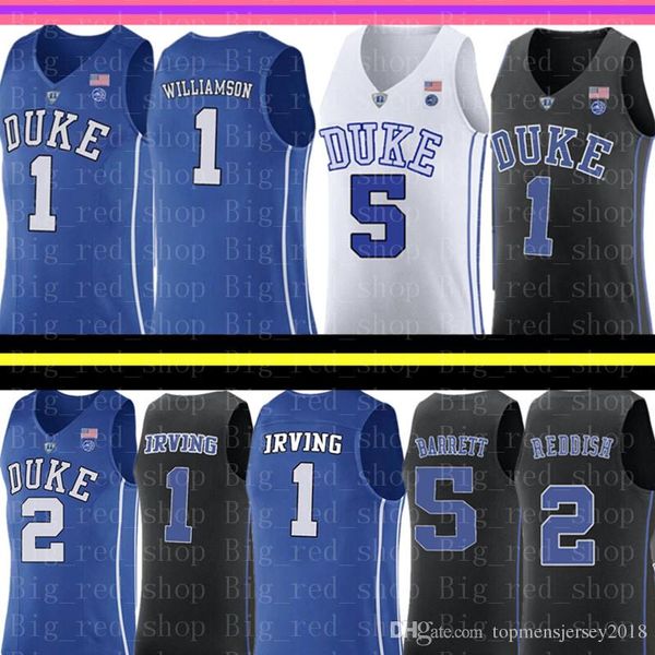 

ncaa 1 zion williamson duke blue devils college jersey 5 rj barrett 2 cameron reddish irving j.j. redick christian laettner college, Black