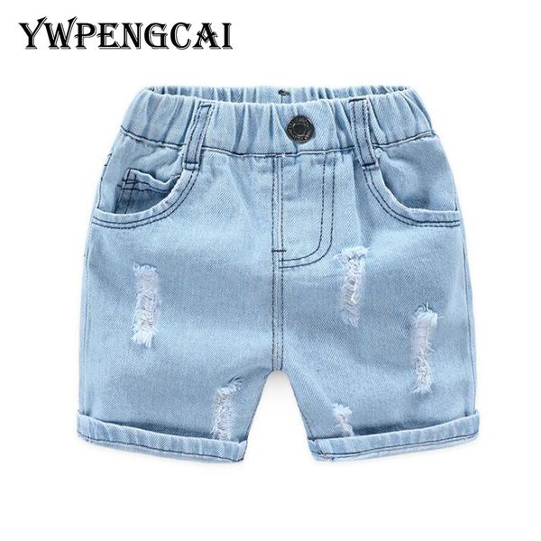 

ywpengcai 2-8 years boys shorts ripped hole washed distressed denim shorts summer short jeans light blue toddler, Black