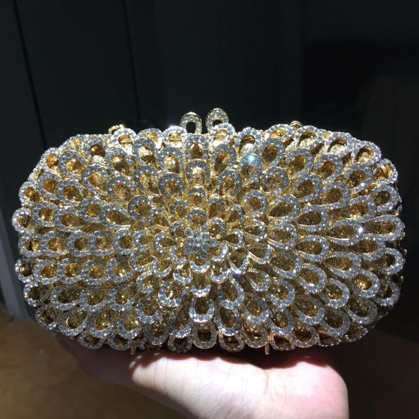 

women clutch bag golden fashion crystal evening bag mini shoulder chain handbags mini clutch purse for female lady wallet