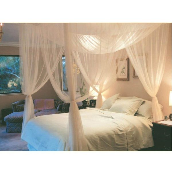 White Three Door Princess Mosquito Net Double Bed Curtains