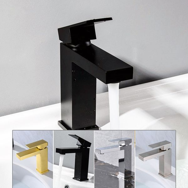 

black plated undercounter bathroom faucet quality brass and cold mixer square design basin water tap chrome & brushed gold