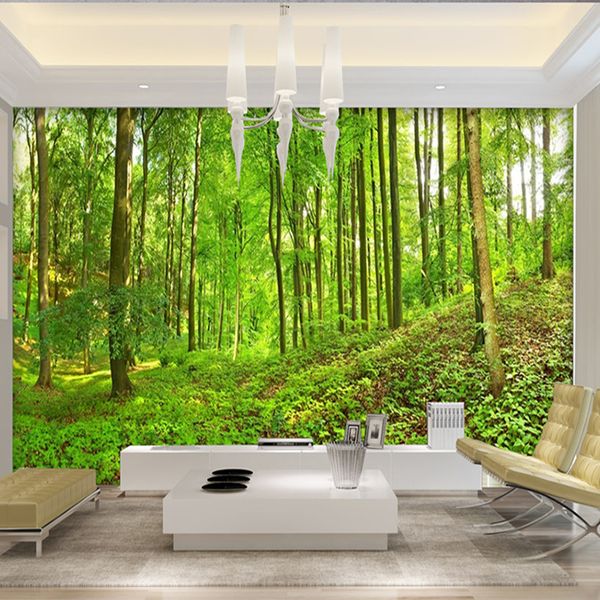 

custom p wallpaper green big tree forest nature landscape large murals wallpaper wall painting modern murales
