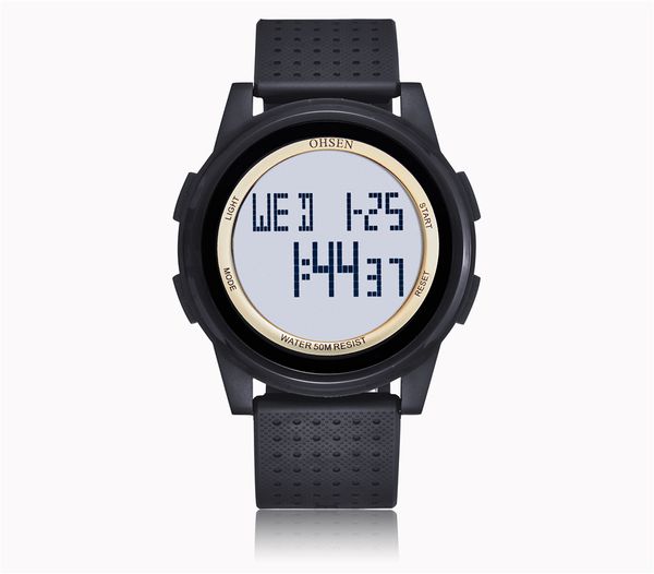 

ohsen ad1906 multi-function digital watch chronograph countdown timer ten color to choice water resistant 50m couple watch, Slivery;brown