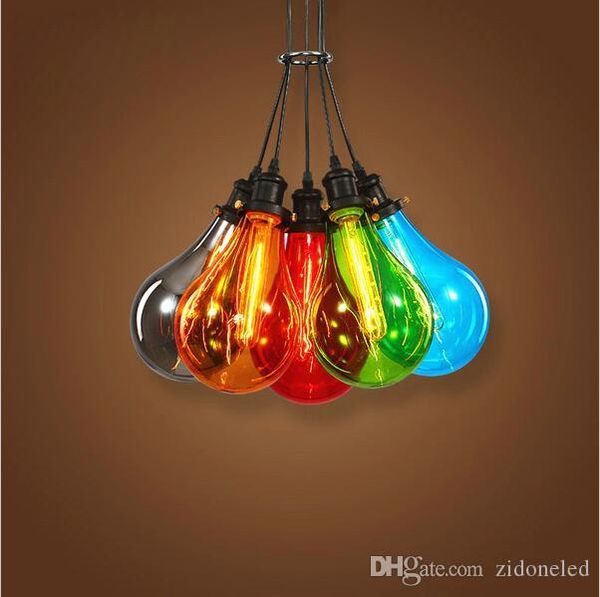 Modern Glass Pendant Light Multiple Color Restaurant Creative