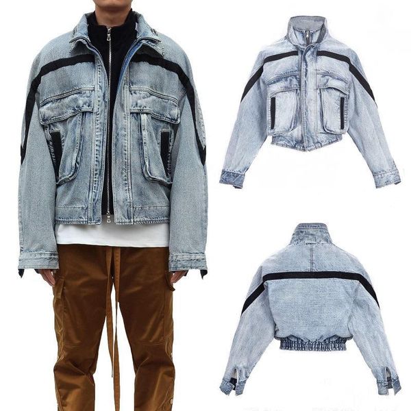 

19fw fog 6th denim jacket fear of god pocket striped blue fashion loose casual street coat men women wash jacket outwear ljja2860, Black;brown