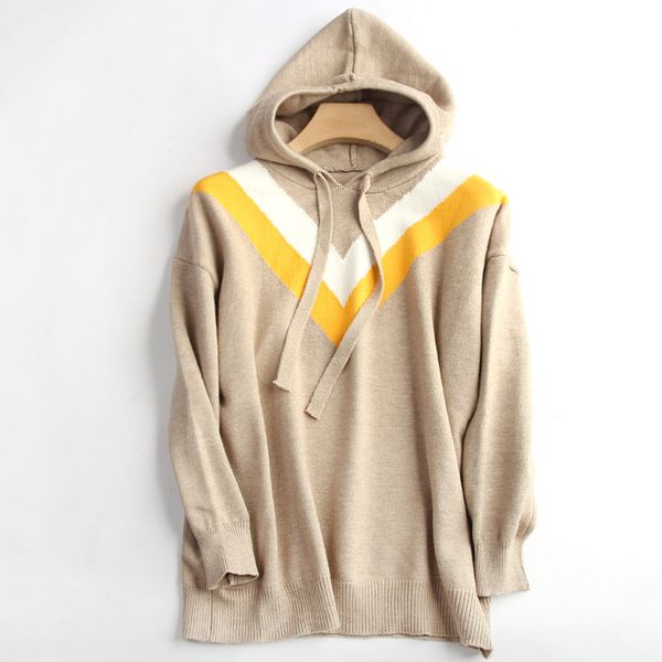 

designer women hoodies cashmere sweater fashion women's knits & tees women autumn winter hooded panelled sweatshirts size s-xl wholesal, White