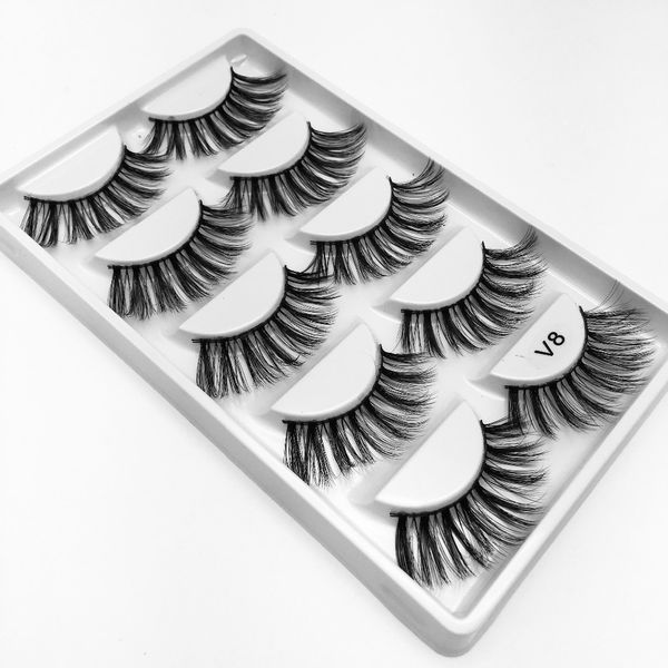 

2018 new 5 pair 3d mink eyelashes handmade mink lashes natural long eye lashes cross thick curl false eyelashes 1cm-1.5cm