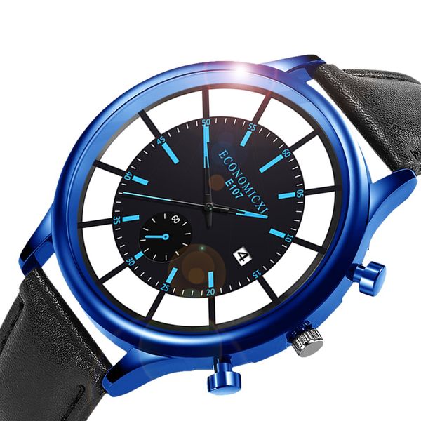 

hollow men watches 2019 fashion blue pointer quartz casual leather strap ultra thin gift business wristwatch relogio masculine, Slivery;brown
