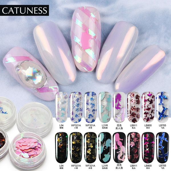 

catuness art snowflake flakes slice sequins mixed decals diy 3d manicure decorations christmas gold glitter nail, Silver;gold