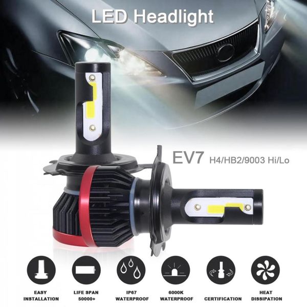 

2pcs super mini h4/hb2/9003 120w 20000lm 6500k hi / lo car cob led chips headlight bulbs auto waterproof conversion kit lamps