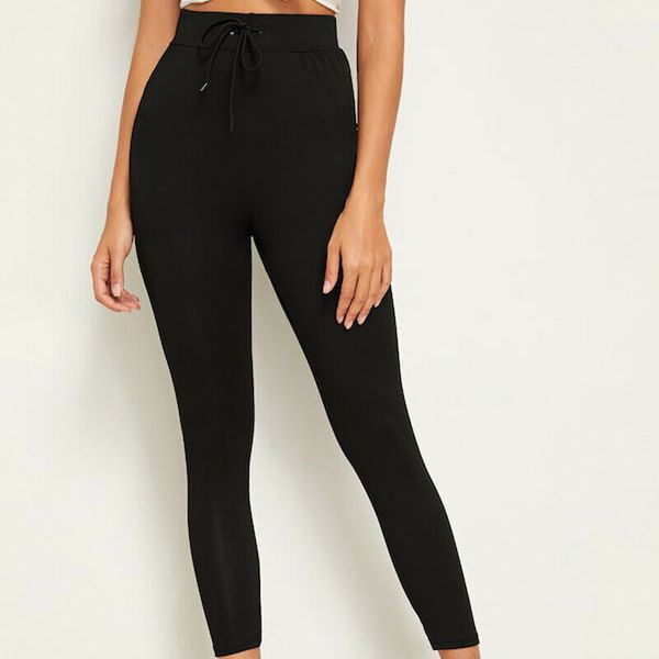 

2019 autumn women pencil pants workout fitness leggins high waist black pant color stretchy long trousers stretch, Black;white