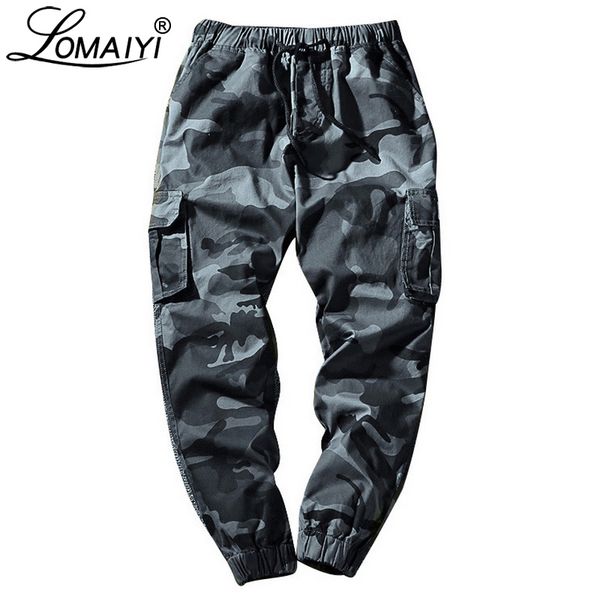 

lomaiyi m-7xl men's pure cotton harem pants men jogger 2018 slim fit co camouflage trousers male camo pockets pants homme bm279, Black